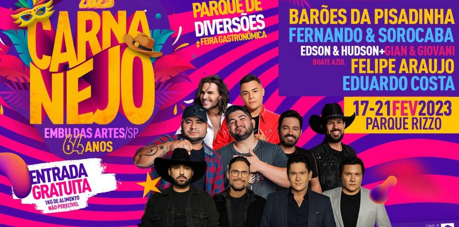 Carnanejo traz grandes nomes da música para celebrar os 64 anos de Embu das Artes